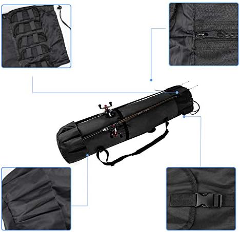 Allnice Durable Canvas Fishing Rod & Reel Organizer Bag Travel Carry Case Bag- Holds 5 Poles & Tackle - Image 4