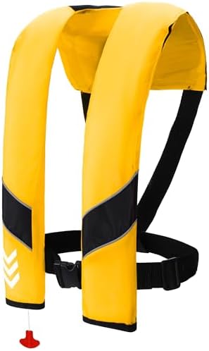 Inflatable Life Jackets for Adults Automatic Life Vests PFD Low Profile Load Capacity Up to 330lbs by LittleDoggy