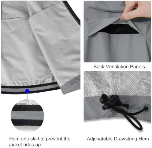 baleaf Men's Rain Jacket Waterproof Hood Lightweight Reflective Packable - Image 3