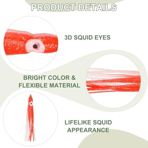 Fishing Squid Skirts, Glow Soft Plastic Trolling Lures Luminous -Fitting for (Bass/Trout/Salmon/Saltwater/Fishing Bait) - Image 3