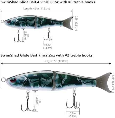 Bassdash SwimShad Glide Baits Jointed Swimbait Bass Pike Salmon Trout Muskie Fishing Lure - Image 2