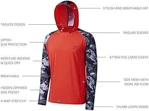 BASSDASH Men’s UPF 50 Performance Fishing Shirt Cooling Hoodie Camo Long Sleeve FS17M - Image 4