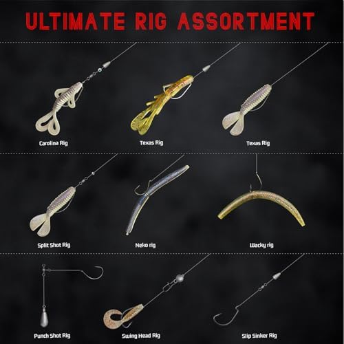 Fishing Tackle Kit with Box – 423pcs Complete Terminal Tackle Assortment, Hooks, Sinkers & Swivels, Beads & Bobber Stops for Freshwater Bass & Trout (Black-423PCS) - Image 4