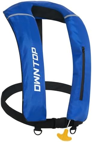 Owntop Inflatable Swim Vest Manual, Soft Padded Neckline, Secure Reflective Tapes, 24g CO2 Cartridge Included, Lightweight for Kayak, Fishing, Paddle Sports by Owntop