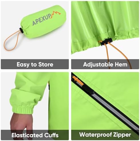 APEXUP Packable Rain Jacket Men Waterproof Lightweight Raincoat with Hood - Image 5