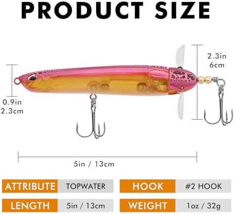 TRUSCEND Top Water Fishing Lures with BKK Hooks, Easy Catch Plopper Lure for Freshwater or Saltwater, Floating Lures for Bass, Pike, Catfish, Surface Wobble PoPobait Bass Baits Fishing Gifts for Men - Image 5