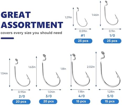 UCEC EWG Fishing Hooks, Offset Worm Hooks for Bass Fishing Hook Texas Rig - Image 6