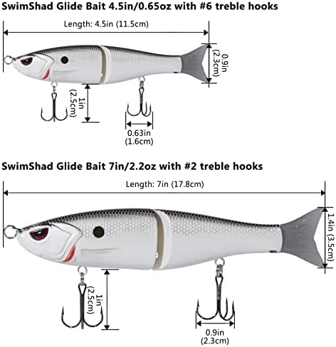 Bassdash SwimShad Glide Baits Jointed Swimbait Bass Pike Salmon Trout Muskie Fishing Lure - Image 2