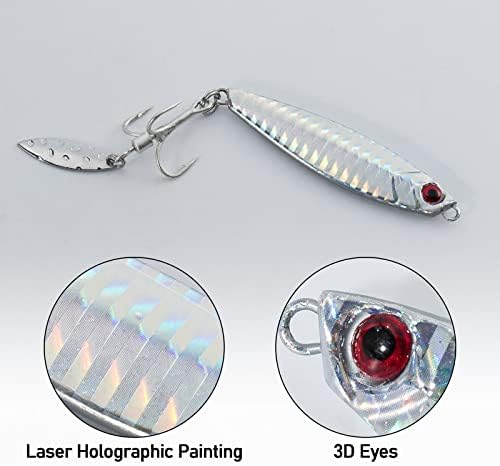 Dr.Fish 5 Pack Metal Jigging Spoon Saltwater Fishing Jigs Spoons Lures Casting Vertical Diamond Jig Lures Freshwater Bass Striper Mackerel Halibut - Image 3