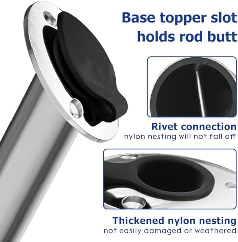 Fishing Rod Holder 2 Pack, 316 Stainless Steel 15/30/90 Degree Rod Holders for Fishing Boat, Flush Mount with Cap, Heavy Duty - Image 5