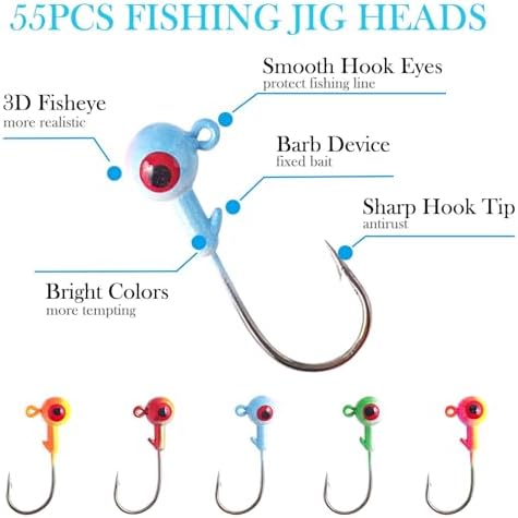 135 PCS Crappie Lures Kit - Crappie Jig Heads Fishing Hooks for Soft Plastic Lures for Trout Bass Walleye Bluegill Perch Catfish - Image 3