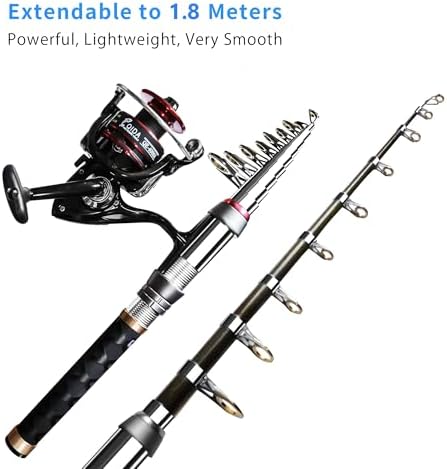 Fishing Pole Kit, Carbon Fiber Telescopic Fishing Rod and Reel Combo with Spinning Reel, Line, Bionic Bait, Hooks and Carrier Bag, Fishing Gear Set for Beginner Adults - Image 2