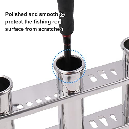 Fishing Rod Holder for Boat, Vertical Wall Mounted Fishing Rod Rack, Stainless Steel Rod Holder for Marine Boat,Fishing Boat, Truck (3 Tubes Upgrade) - Image 3