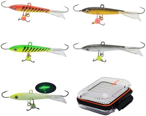 Alichino Ice Fishing Jig Set Ice Fishing Lures Micro Jig Head Hook Set for Panfish, Crappie, Walleye, Perch, Trout, Bluegill by ALICHINO