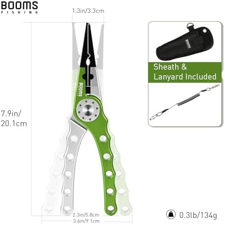 Booms Fishing X1 Aluminum Fishing Pliers Saltwater, Surf Fishing Tackle Kit, Fishing Multitool Hook Remover Braided Fishing Line Cutting and Split Ring with Coiled Lanyard and Sheath - Image 5