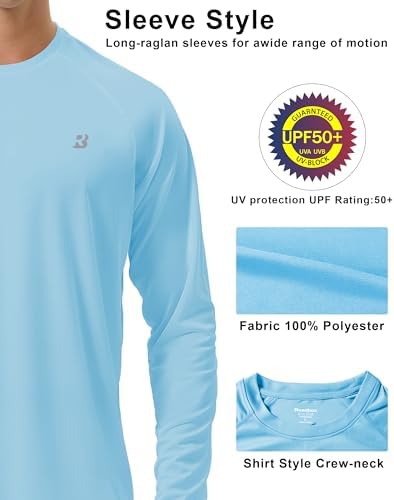 Roadbox Men's UPF 50+ UV Sun Protection Shirts, Long Sleeve Swim Rash Guard - Image 4