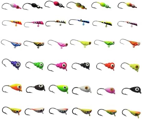 Alichino Ice Fishing Jig Set Ice Fishing Lures Micro Jig Head Hook Set for Panfish, Crappie, Walleye, Perch, Trout, Bluegill - Image 4