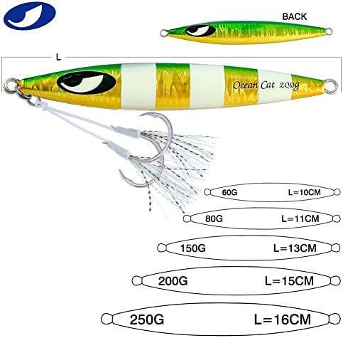 OCEAN CAT Lead Metal Flat Slow Fall Pitch Fishing Jigs Lures Sinking Vertical Jigging Bait with Butterfly Hook for Saltwater Fishing - Image 2