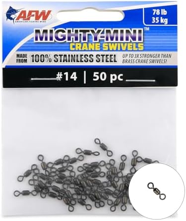AFW Mighty-Mini Wire Crane Fishing Swivels, 411lb Test - 7 Pieces by AFWFishingBrands