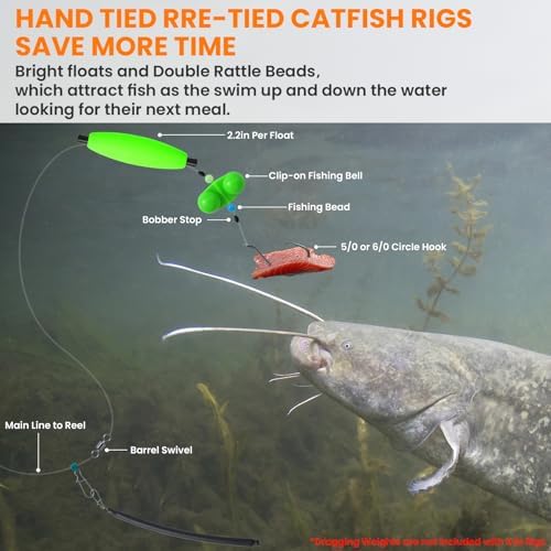 Catfish Rigs Catfish Float Rigs Catfishing Tackle Santee Rig 5/0 6/0 Circle Hooks for Peg Floats Catfish - Image 3