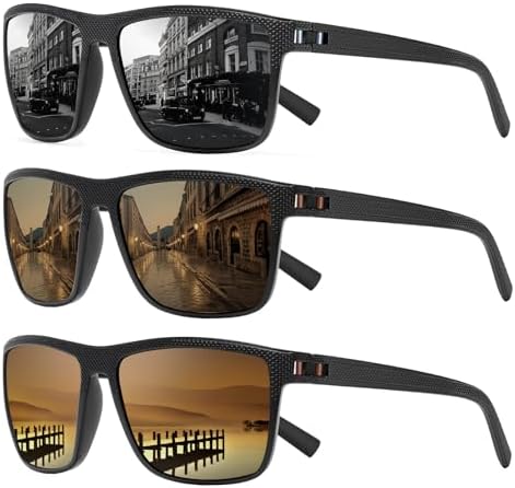 Square Polarized Sunglasses for Men and Women Lightweight Frame Sun Glasses with UV Protection by TURBOPEP