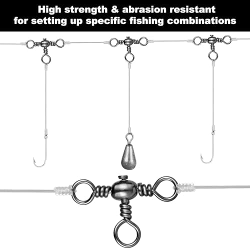 Realure 100Pcs Three Way T-Shape Fishing Swivels, 5 Sizes 6#~12# Black Nickel Stainless Steel Terminal Tackle, Freshwater Saltwater Three-Way Rig Connector for Catfish Walleye Bottom Fishing - Image 4