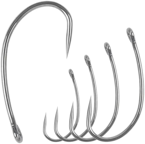 Barbless Fishing Hooks, 120pcs Carp Fishing Hooks Small Sizes Barbless Trout Circle Hooks Curved Shank Fly Tying Hooks for Carp Hair Rig Fishing Tackle Saltwater Freshwater by SILANON