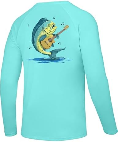 Men's UPF 50+ Sun Fishing Shirt, Long Sleeve UV Protection Tee, Quick Dry Rash Guard for Outdoor Swim Hiking by Twekfish