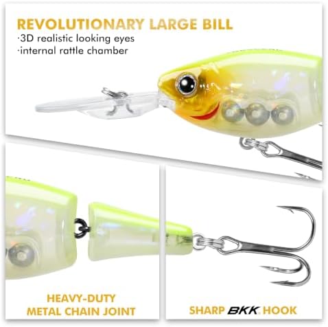TRUSCEND Swimmax Easy Catch Fishing Lures with BKK Hooks, Wiggling, Vibrating, Rattling and Gurgling for More Bite, Heavy-Duty Dyneema Fiber Jointed Swimbaits for Bass, Trout, Walleye, Crappie, Pike - Image 2