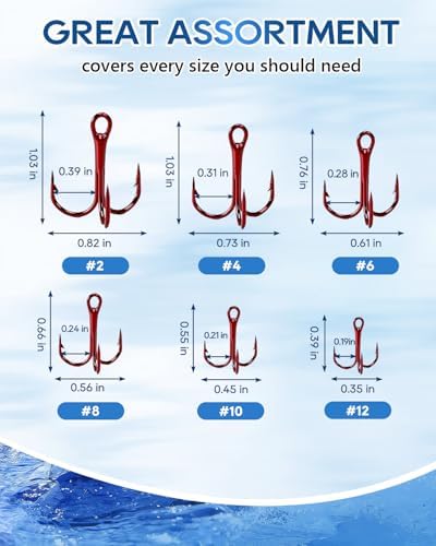 UCEC Fishing Hooks Treble Hooks for Trout Saltwater Freshwater Fish Hook - Image 3