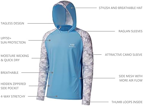 BASSDASH Men’s UPF 50 Performance Fishing Shirt Cooling Hoodie Camo Long Sleeve FS17M - Image 4