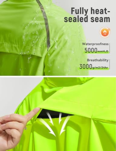 baleaf Men's Rain Jacket Waterproof Hood Lightweight Reflective Packable - Image 3