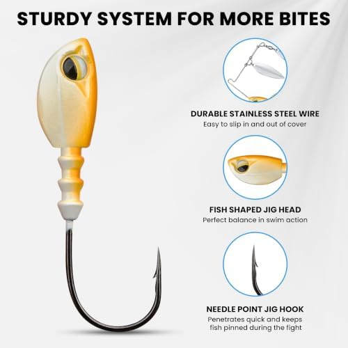 TRUSCEND Swim or Jig Fishing Spinner Baits for Freshwater and Saltwater, Rooster Tail Fishing Lures for Trout Bass Walleye Crappie Salmon Pike, Blade Bait with Copper Blade - Image 5