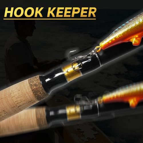 Medium Heavy Spinning Fishing Rod, 7' & 7'6" Carbon Graphite & Fiberglass Composite Rod, EVA Split Grip, Boat Rod for Bass, Trout, Catfish, Walleye, Saltwater & Freshwater Fishing - Image 5