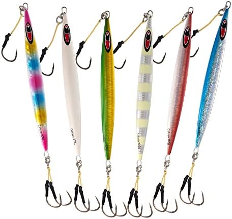 CalissaOffshore® Speed Jig 80g - 550g Tuna Rigged 3/0 + 7/0 Assist Hooks Butterfly - Vertical Speed Lure Slow Pitch Flat 150g 250g 400g by CalissaOffshoreTackle