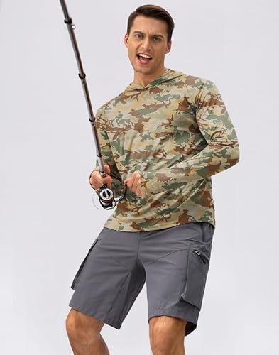 Pudolla Men's Sun Protection Hoodie Shirts UPF 50+ Fishing Hiking Shirt - Image 3