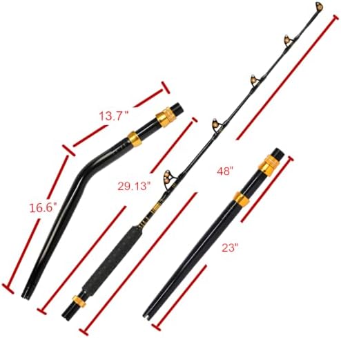 Fiblink Bent Butt Fishing Rod 2-Piece Saltwater Offshore Trolling Rod Big Game Roller Rod Conventional Boat Fishing Pole - Image 6