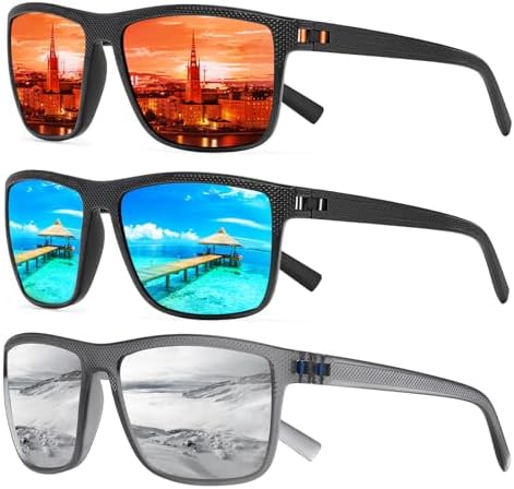 Square Polarized Sunglasses for Men and Women Lightweight Frame Sun Glasses with UV Protection by TURBOPEP