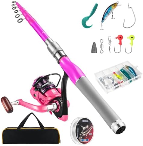 Carbon Fiber Fishing Rod and Reel Combos, Portable Telescopic Fishing Pole with Spinning Reel, Travel Bag for Saltwater Freshwater by Castaroud