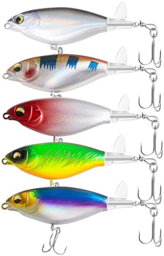 5Pcs Topwater Propeller Fishing Lures with Box by Jeoronuly