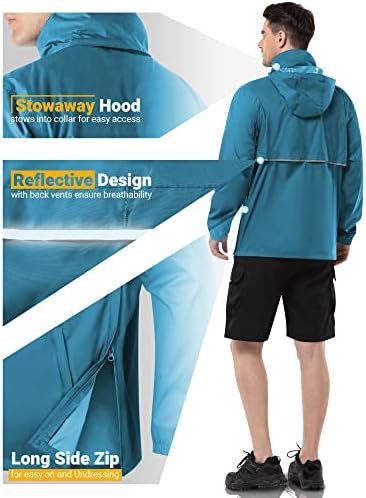 Outdoor Ventures Men's Rain Jacket Waterproof Lightweight Packable Pullover - Image 4