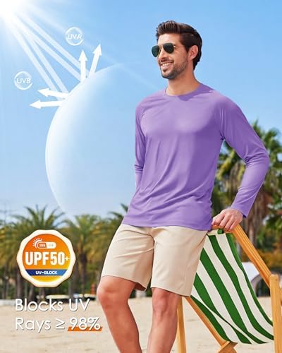 Boladeci Men's UPF 50+ Sun Protection UV SPF Shirts Long Sleeve Lightweight Quick Dry Swim T-Shirts Rash Guard - Image 3