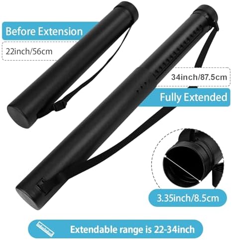 DEWEL Telescoping Poster Tube with Strap, 22-34 Inch Blueprint Tube 3 Pack - Image 2