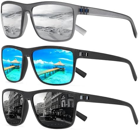 Square Polarized Sunglasses for Men and Women Lightweight Frame Sun Glasses with UV Protection by TURBOPEP