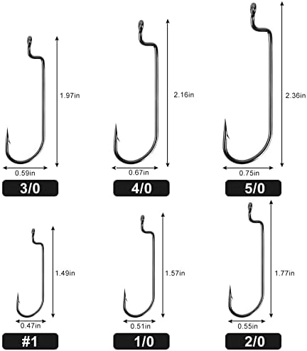 UCEC EWG Fishing Hooks, Offset Worm Hooks for Bass Fishing Hook Texas Rig - Image 3