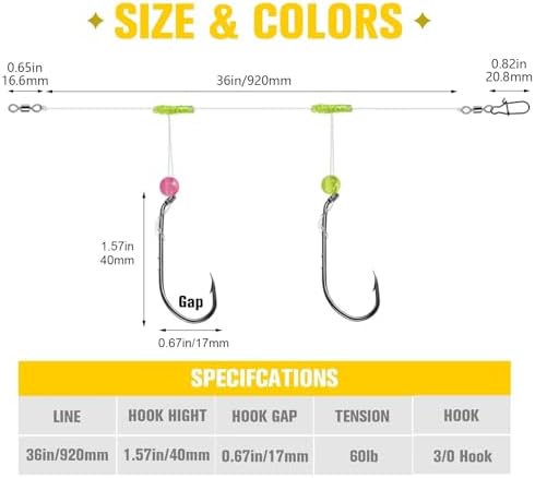 Dovesun Surf Fishing Rigs High Low Rigs Fishing Saltwater for Fluke Flounder Porgy Snapper Sea Trout - Image 5