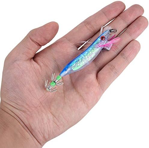 5Pcs Squid Jig, Hard Plastic Sinking Fishing Lure, Sinking Jig Hooks for Cuttlefish Octopus Night Saltwater Fishing - Image 2