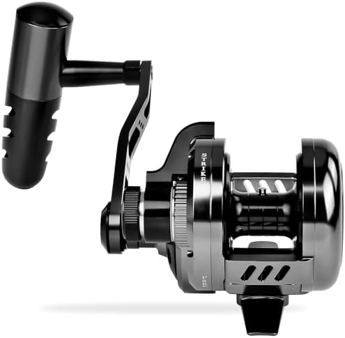 Jigging Reel Conventional Reels - Lever Drag Saltwater Heavy Duty Deep Ocean Big Game Offshore Round Aluminum Trolling Reel - Black Saltwater Jigging Fishing Reels by KATUYSHA