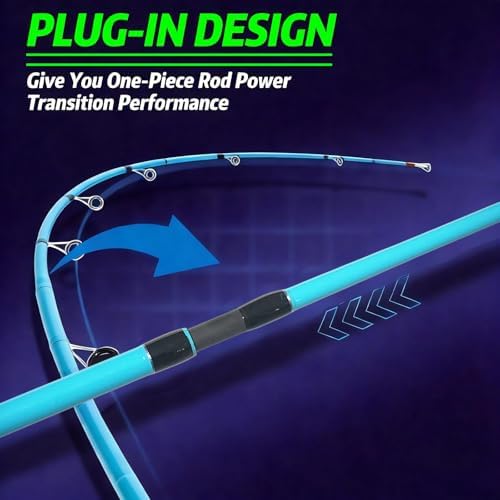Medium Heavy Spinning Fishing Rod, 7' & 7'6" Carbon Graphite & Fiberglass Composite Rod, EVA Split Grip, Boat Rod for Bass, Trout, Catfish, Walleye, Saltwater & Freshwater Fishing - Image 7