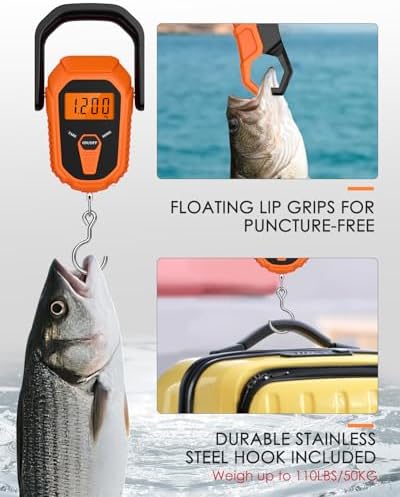 Digital Fishing Scale with Lip Gripper & Tape Measure, 110lb/50kg Waterproof Fish Weight Scale with LCD Display, Hanging Fish Weigher for Bass Fishing & Boat, Perfect Fishing Gifts for Men - Image 4